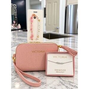 NEW! Personalized Victoria Wristlet, Rose Quartz Phone & Wrist Bracelet Set